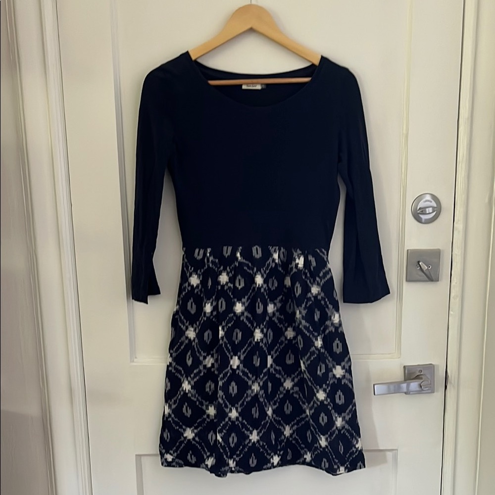 🇫🇷Navy and White Patterned Dress
